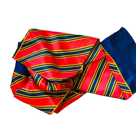 glentex Accessories - GLENTEX Vintage Silk Blend Red Blue Stripe Scarf